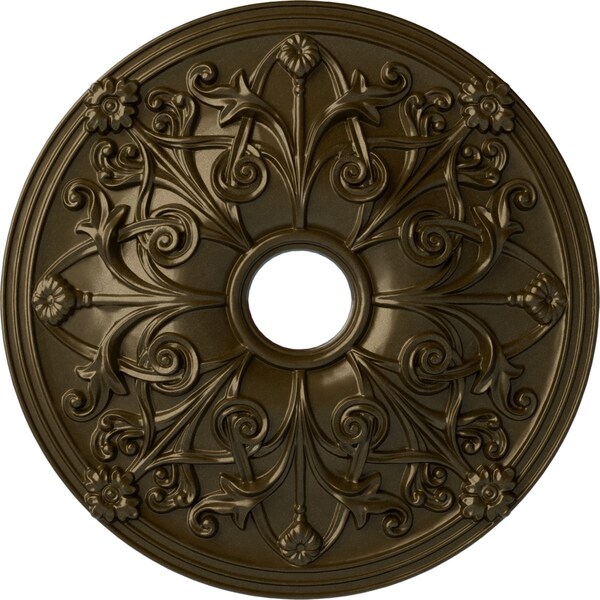Ekena Millwork Jamie Ceiling Medallion (Fits Canopies up to 3 7/8"), 23 5/8"OD x 3 7/8"ID x 2 1/8"P, Brass CM23JABRS - main